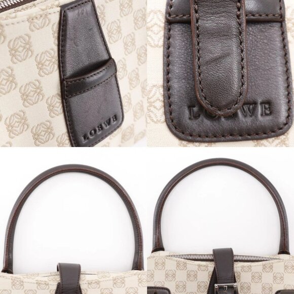 LOEWE Sender Tote Bag anagram Handbag beige canvas Women - Picture 7 of 12